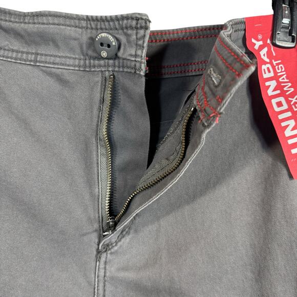 Union Bay SZ 34 Wyatt Cargo Shorts Stretch Relaxed Fit Pocket Zip-Fly Flint Gray - Picture 4 of 9